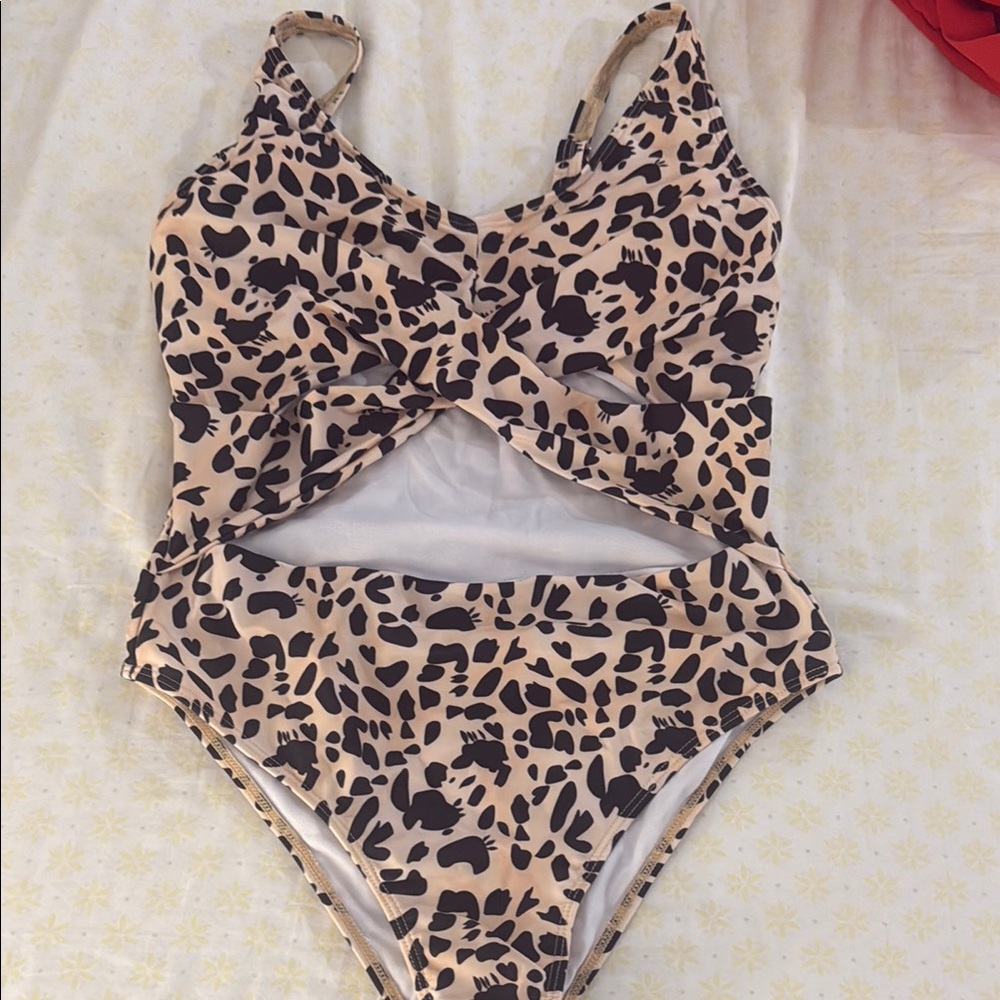 Leopard Print Cutout Swimsuit